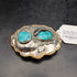 Vintage 1960's Native American Belt Buckle Sterling with applied Leaves and Natural Turquoise Nuggets