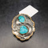 Vintage 1960's Native American Belt Buckle Sterling with applied Leaves and Natural Turquoise Nuggets