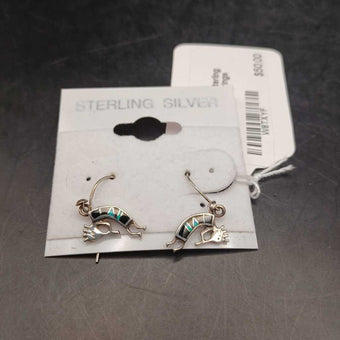 Native American Sterling Kokopelli Inlay Earrings