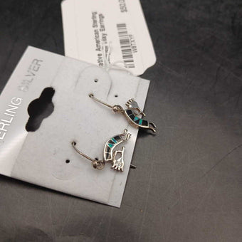 Native American Sterling Kokopelli Inlay Earrings