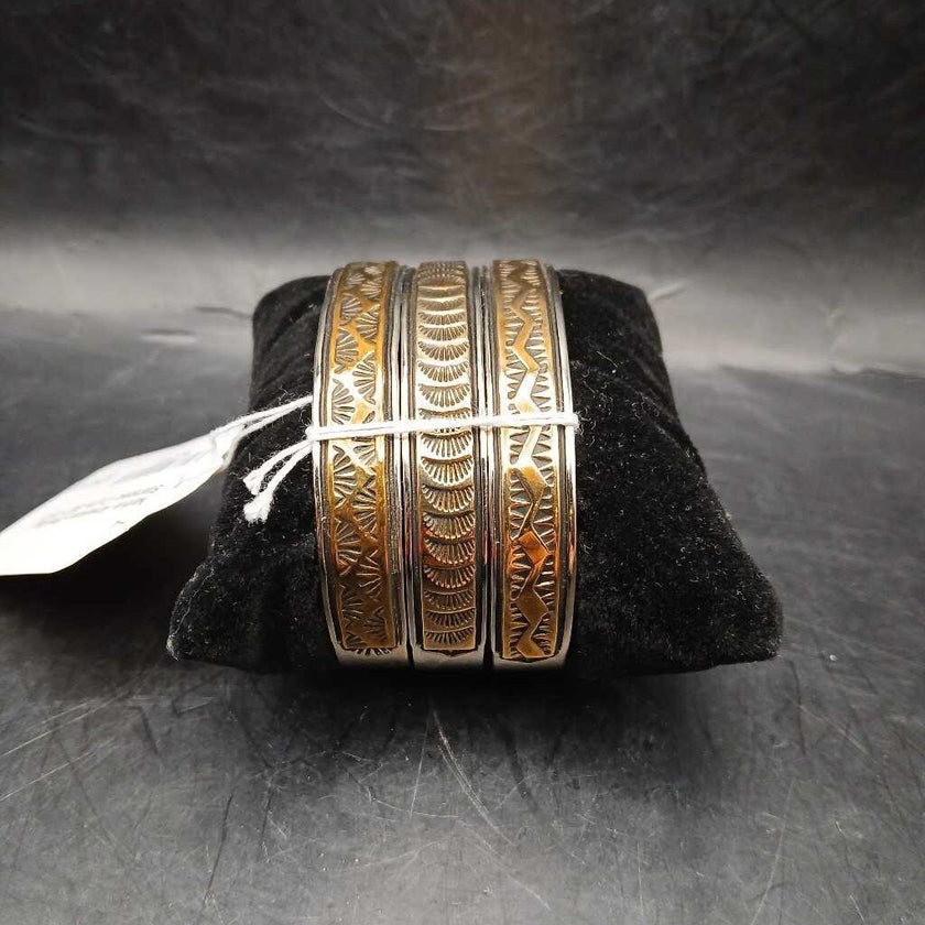 Native American Sterling Stamped Cuffs SET OF 3