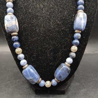 Artist Created Sodalite Gemstone Beads with Sterling Clasp
