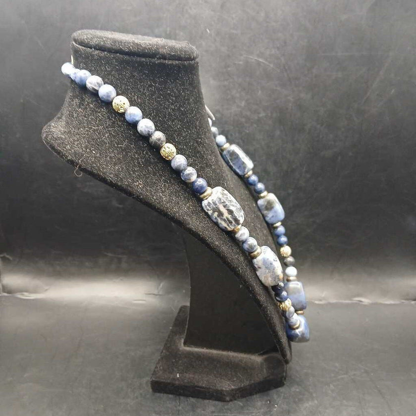 Artist Created Sodalite Gemstone Beads with Sterling Clasp