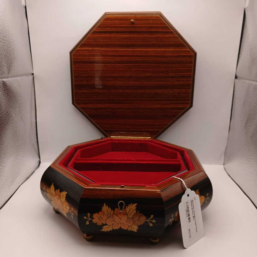 Sorrento Octagon Inlaid Floral Music/jewery Box
