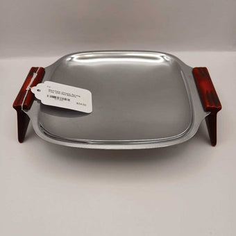 Gourmets Chrome Serving Tray with Red Bakelite