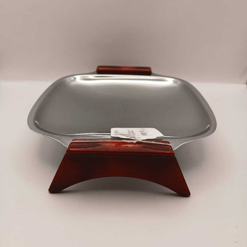 Gourmets Chrome Serving Tray with Red Bakelite