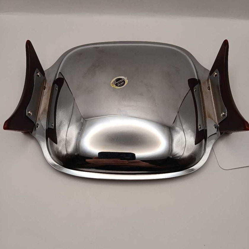 Gourmets Chrome Serving Tray with Red Bakelite
