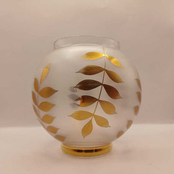 Satin Glass Gold Leaf Sphere Ball Vase