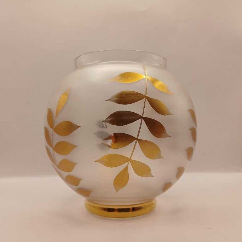 Satin Glass Gold Leaf Sphere Ball Vase