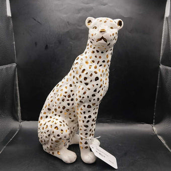 White & Gold Ceramic Leopard