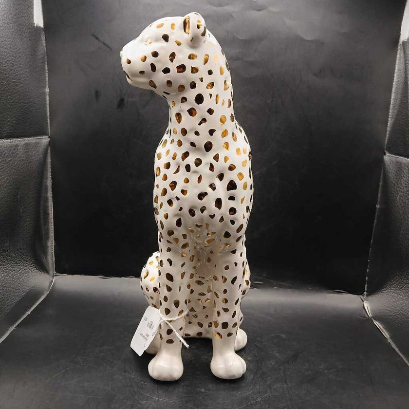 White & Gold Ceramic Leopard
