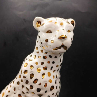 White & Gold Ceramic Leopard