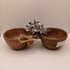 Acacia Teak woof 2 Bowl serving tray silver handle