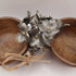 Acacia Teak woof 2 Bowl serving tray silver handle