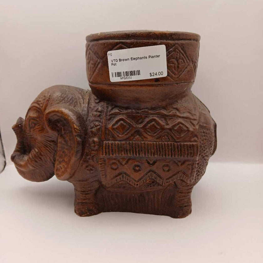 VTG Brown Elephants Planter Pot