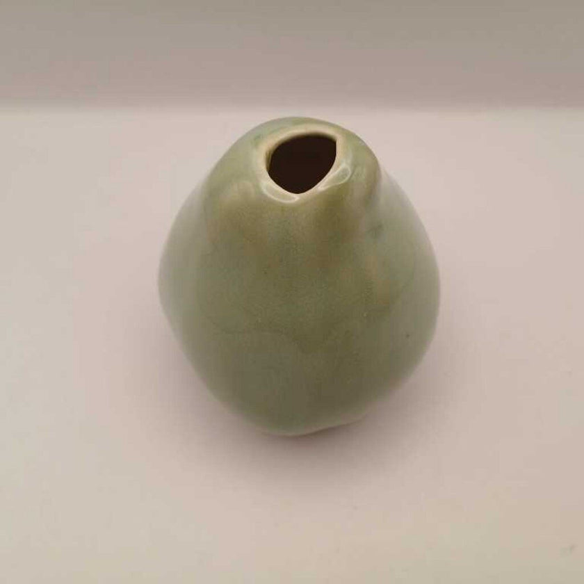Green Pottery Bud Vase Ceramic