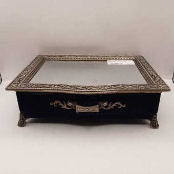Blue Velvet Jewelry Box Mirror top