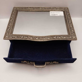 Blue Velvet Jewelry Box Mirror top