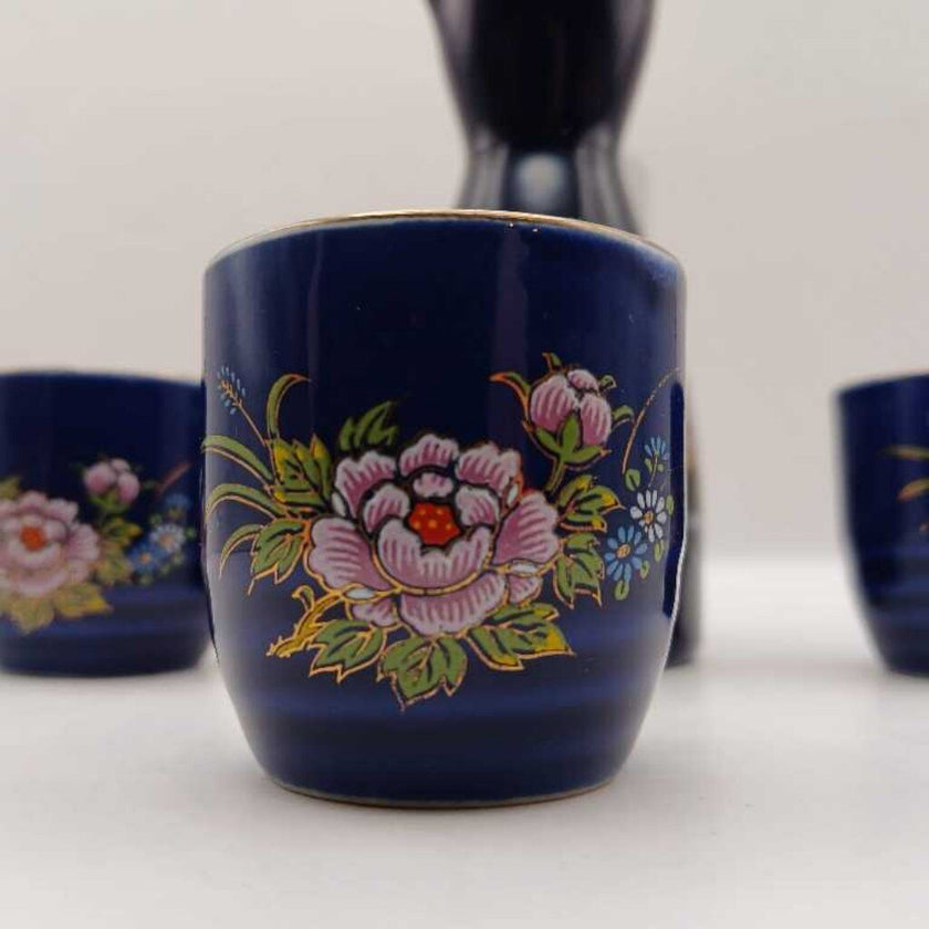 VTG Japanese Cobalt Blue Sake Set
