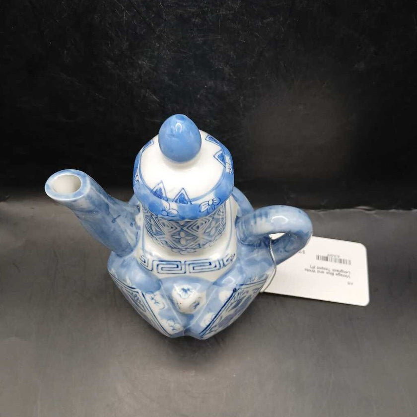 Vintage Blue and White Longneck Teapot (P)