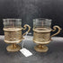 2 Russian Tea Glasses & Holders
