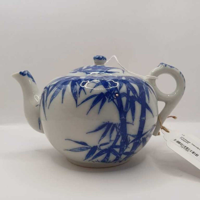 Vintage Handpainted Bamboo Teapot
