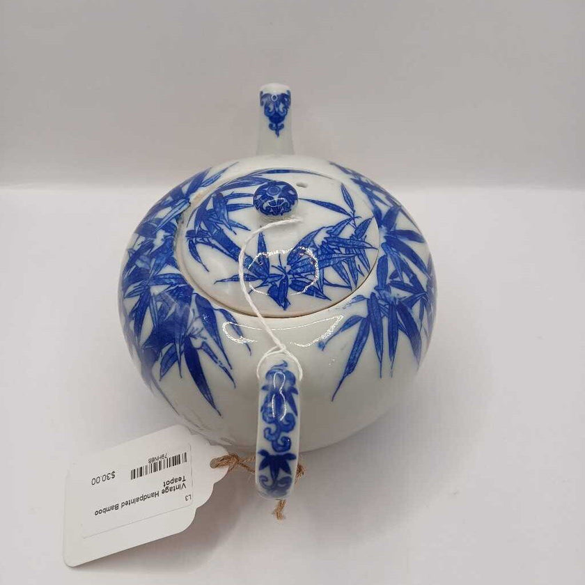 Vintage Handpainted Bamboo Teapot