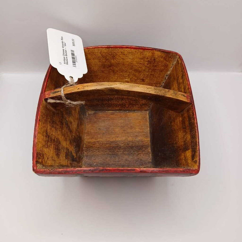 Antique Chinese Wooden Rice Measure Bucket -- 