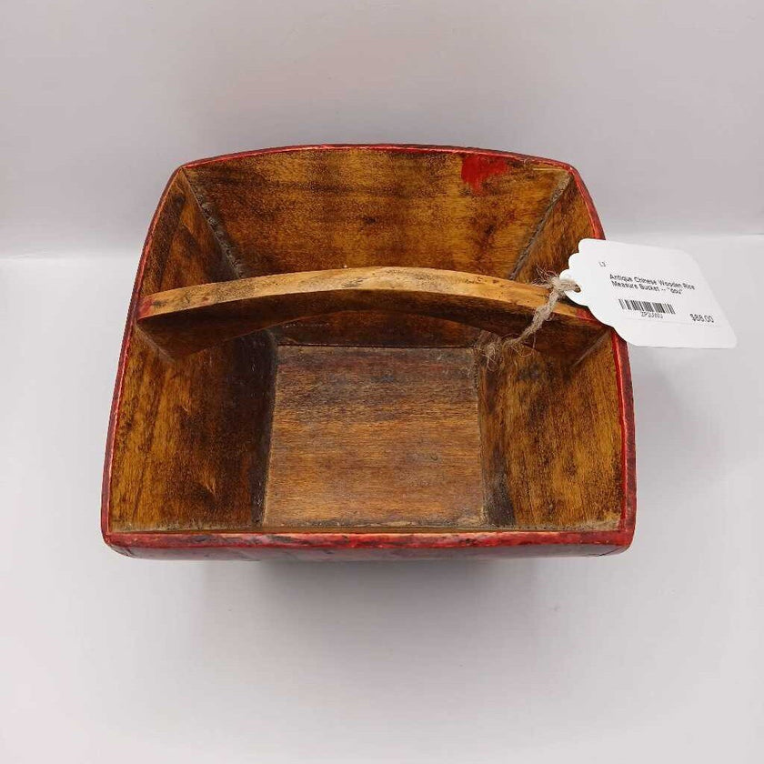 Antique Chinese Wooden Rice Measure Bucket -- 