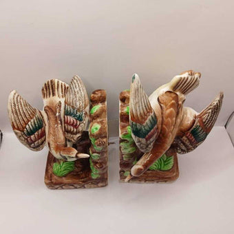Antique Japanese Handpainted Ceramic Bird Bookends 1948
