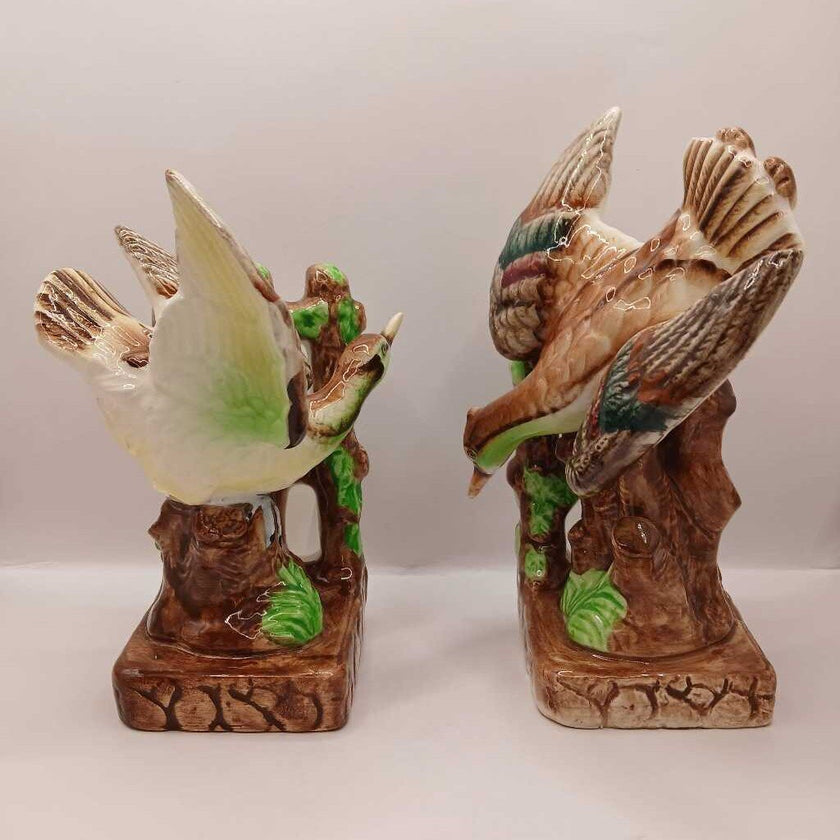 Antique Japanese Handpainted Ceramic Bird Bookends 1948