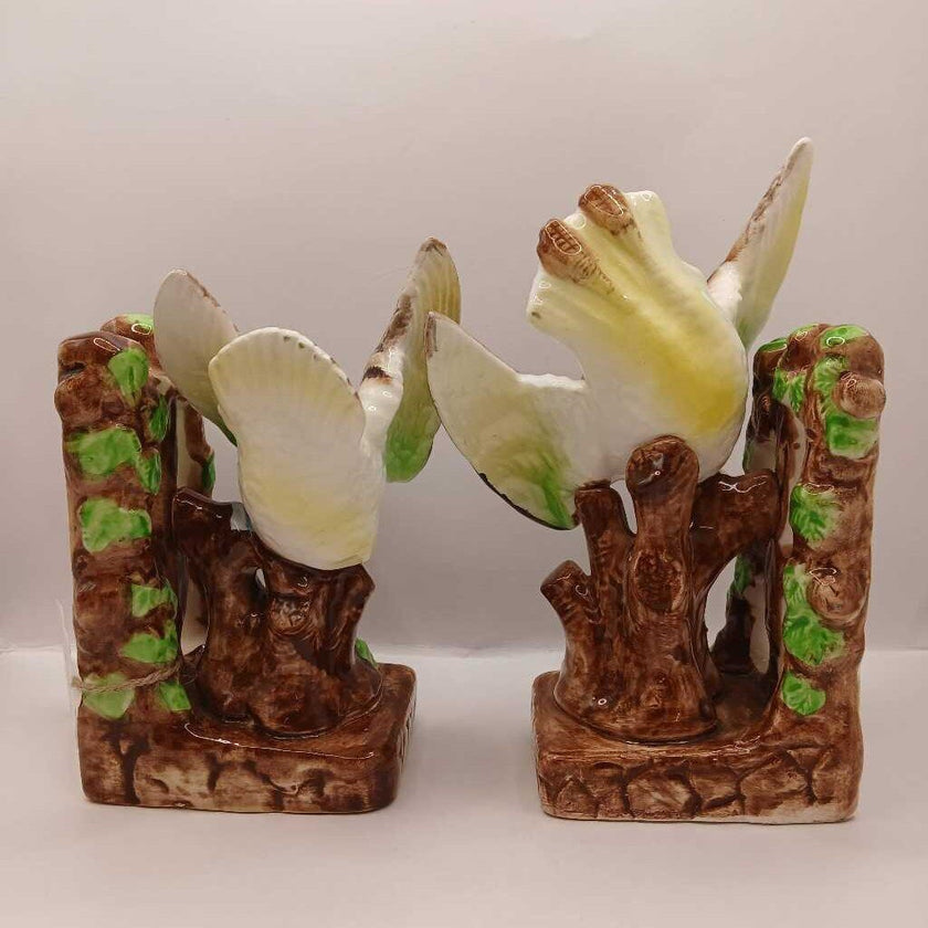 Antique Japanese Handpainted Ceramic Bird Bookends 1948