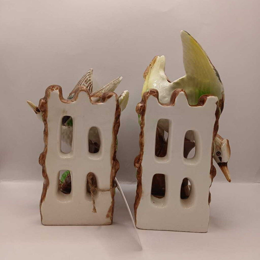 Antique Japanese Handpainted Ceramic Bird Bookends 1948