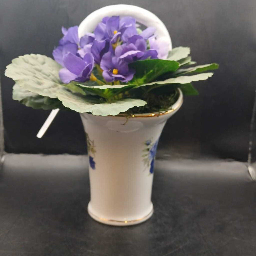 Vintage Porcelain Purple Flower Basket