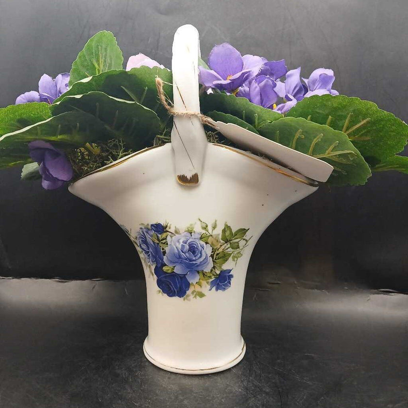 Vintage Porcelain Purple Flower Basket