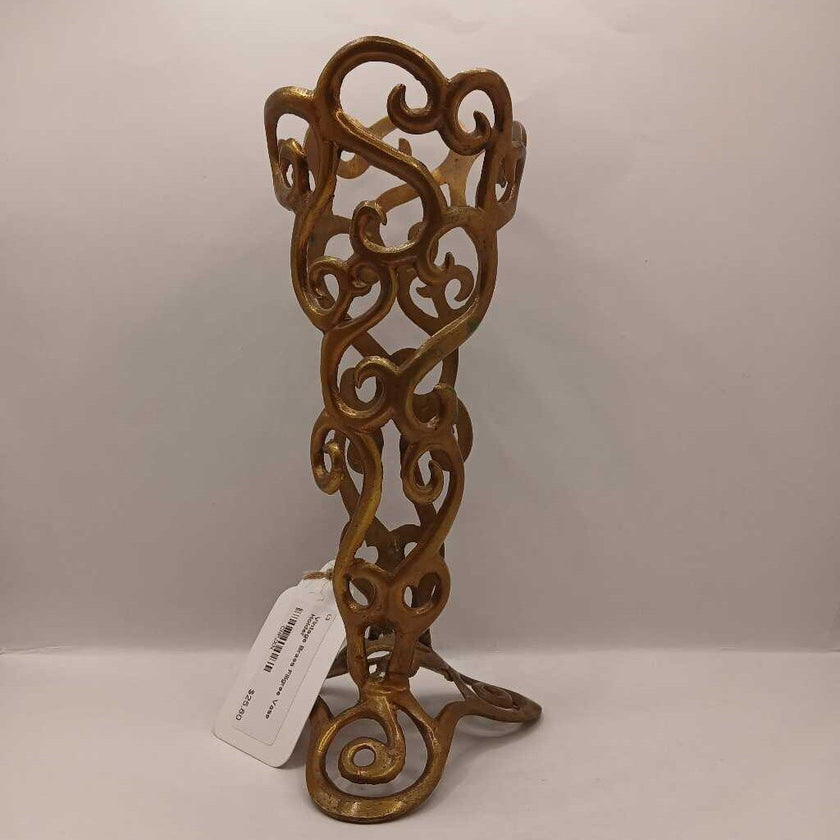 Vintage Brass Filigree Vase Holder
