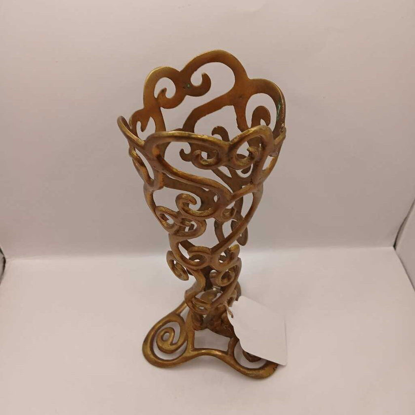 Vintage Brass Filigree Vase Holder
