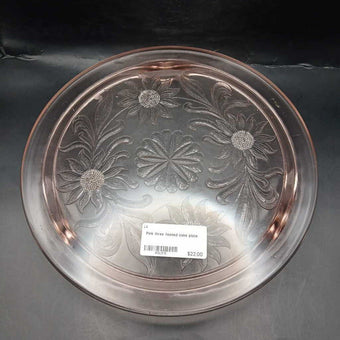 Pink three footed cake plate