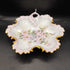 Vintage 1957 Handpainted Apple Blossom Pink and Gold Porcelain Dish