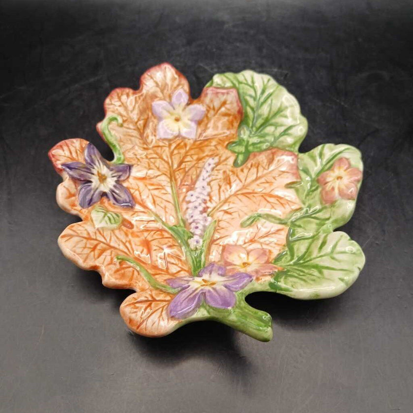 Fitz and Floyd Majolica Leaf Trinket Dish