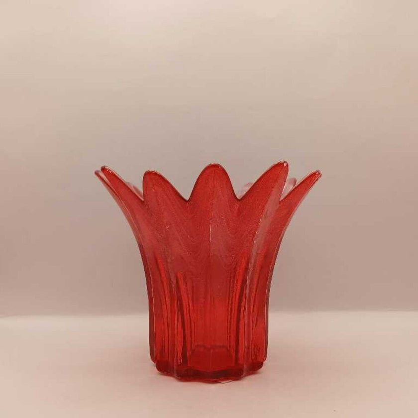 Atomic MCM Red & White Swirl Swung Art Glass Candle Holder