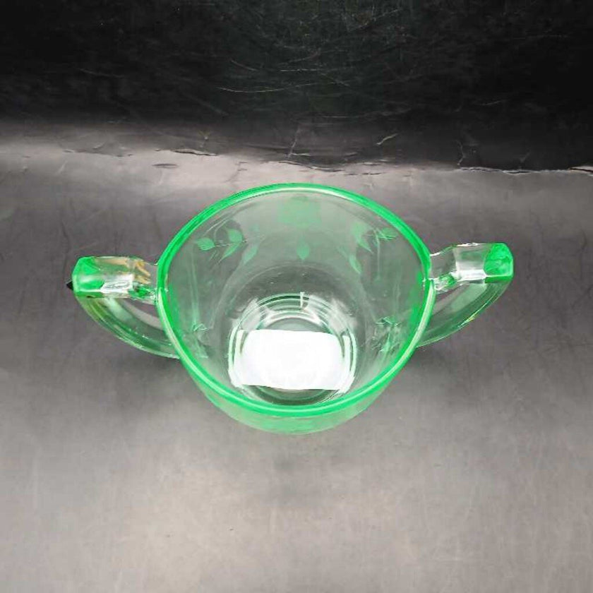 Uranium Depression Glass Sugar Bowl - Daisy