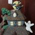 Vintage Hand Painted Ceramic Spook House w/ Trick or Treaters flickering lights