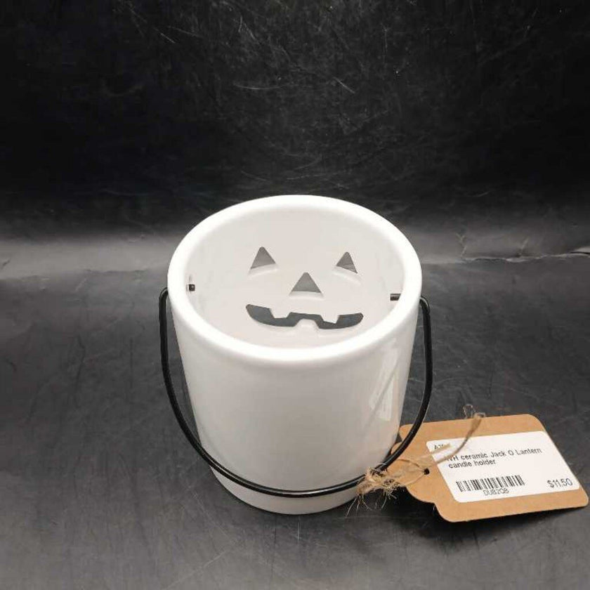 WH ceramic Jack O Lantern candle holder