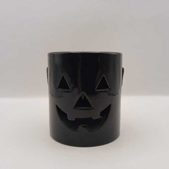 BLK ceramic Jack O Lantern candle holder