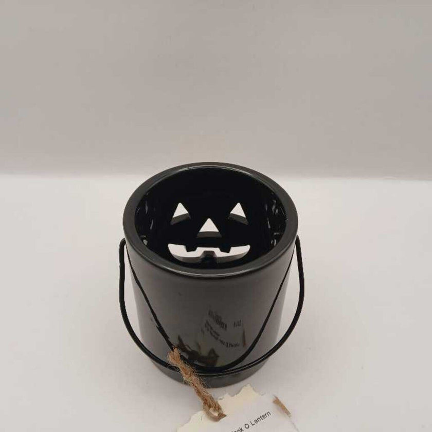 BLK ceramic Jack O Lantern candle holder