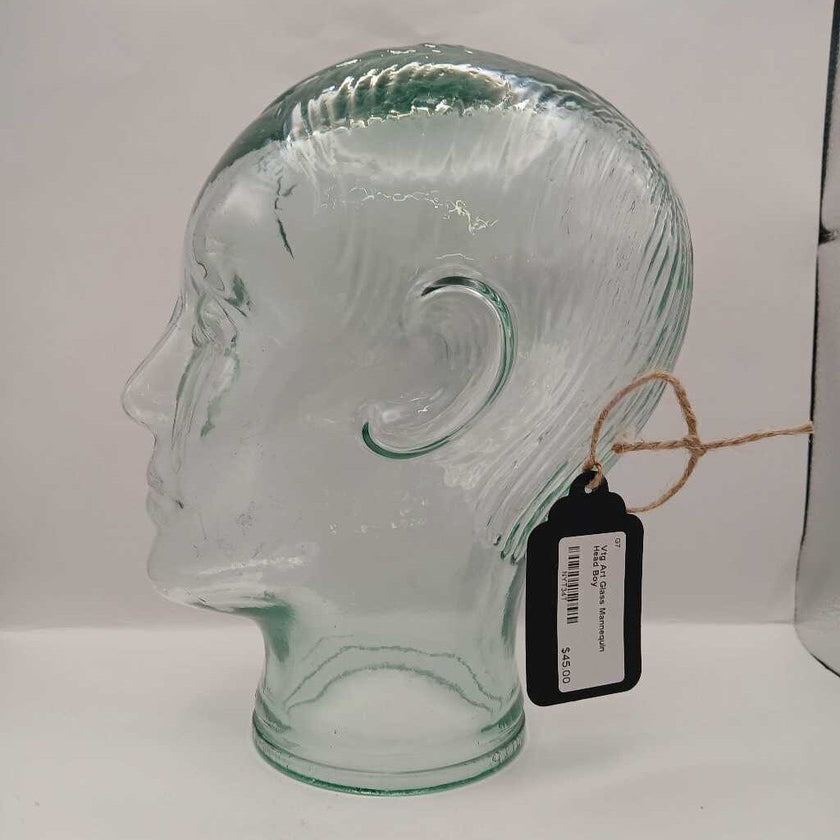 Vtg Art Glass Mannequin Head Boy