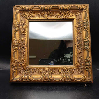 Small Square Wall Mirror with Gold Floral Frame