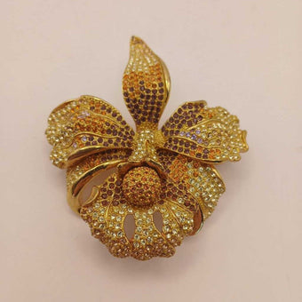 JOAN RIVERS Limited Edition Exotic Orchid Brooch Amethyst Topaz *Rare