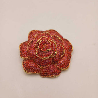Joan Rivers Red Rose Brooch